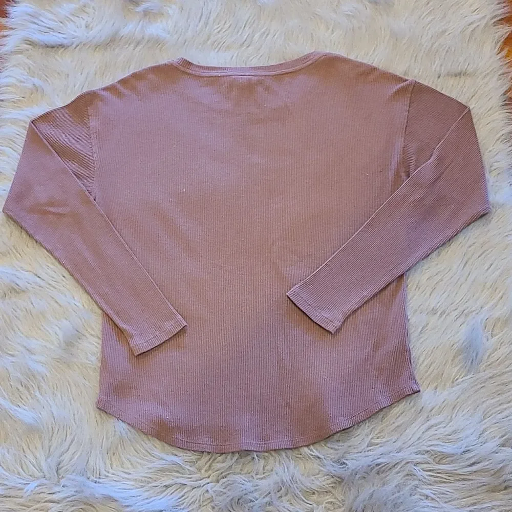 Pink by Victoria secret womens dusty rose thermal long sleeve shirt‎ size xs